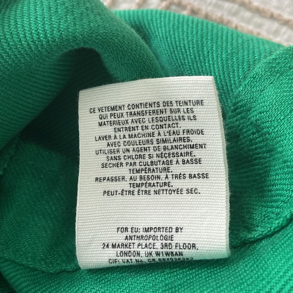Anthropologie Green Linen Shift Dress Button Side Detail Open Back EUC S… - Picture 11 of 11